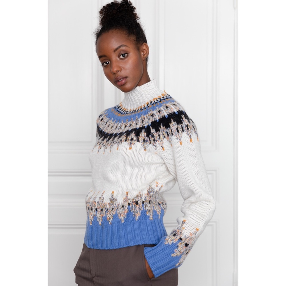 New Stine Goya Justin Fair Isle knit wool blend sweater Medium